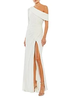 Jersey One-Shoulder Column Gown