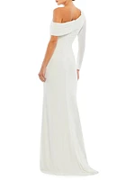 Jersey One-Shoulder Column Gown