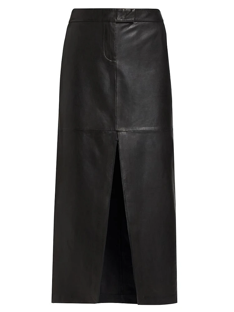 Gradient Leather Midi-Skirt