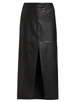 Gradient Leather Midi-Skirt