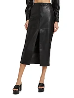 Gradient Leather Midi-Skirt