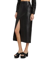 Gradient Leather Midi-Skirt