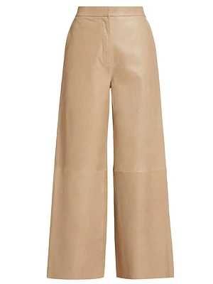 Leather Wide-Leg Crop Pants