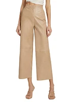 Leather Wide-Leg Crop Pants