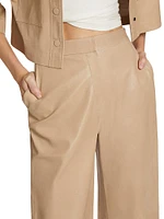 Leather Wide-Leg Crop Pants