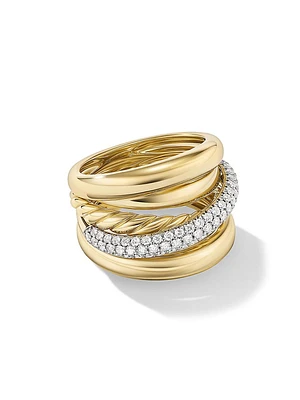 Pavé Crossover Five Row Ring 18K Yellow Gold