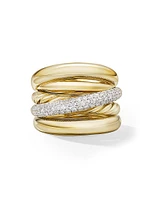 Pavé Crossover Five Row Ring 18K Yellow Gold