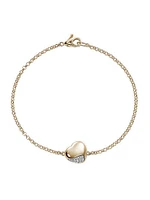 Pebble 14K Yellow Gold & 0.07 TCW Diamond Heart Charm Bracelet