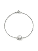 Pebble Sterling Silver & 0.07 TCW Diamond Heart Charm Bracelet