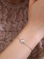 Pebble Sterling Silver & 0.07 TCW Diamond Heart Charm Bracelet