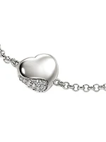 Pebble Sterling Silver & 0.07 TCW Diamond Heart Charm Bracelet