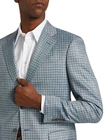 Plaid Wool Two-Button Blazer