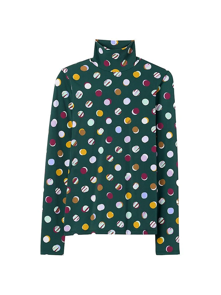 Collage Dots Print Turtleneck Blouse