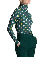 Collage Dots Print Turtleneck Blouse