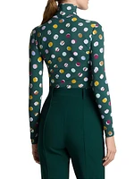 Collage Dots Print Turtleneck Blouse