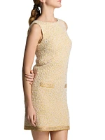 Eyelash Sequin Tweed Sheath Dress