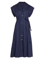 Avery Belted Cotton Midi-Dress