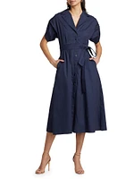 Avery Belted Cotton Midi-Dress