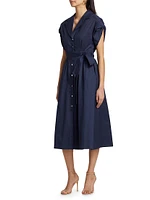 Avery Belted Cotton Midi-Dress