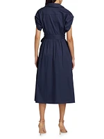 Avery Belted Cotton Midi-Dress