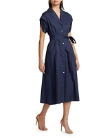 Avery Belted Cotton Midi-Dress