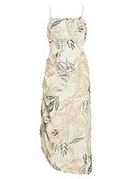 Nina Embroidered Ruched Midi-Dress