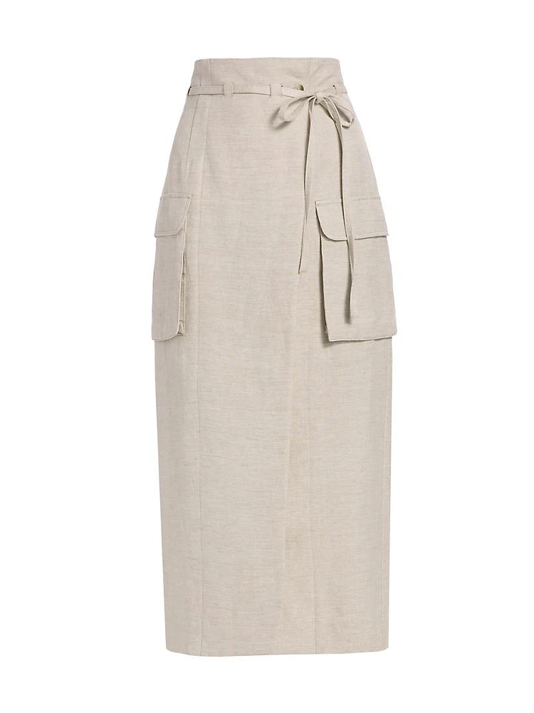 Nara Linen-Blend Pencil Skirt