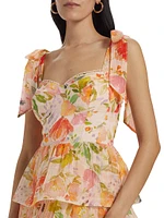 Zirconia Floral Ruffled Maxi Dress