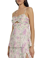 Emmi Floral Plissé Tiered Cocktail Dress