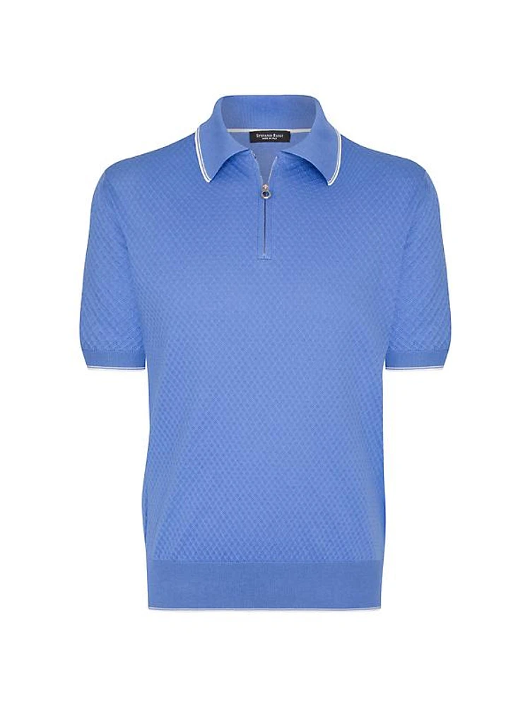 Silk And Cotton Zip Polo Shirt