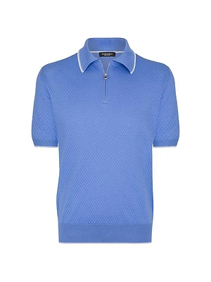 Silk And Cotton Zip Polo Shirt