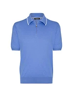 Silk And Cotton Zip Polo Shirt