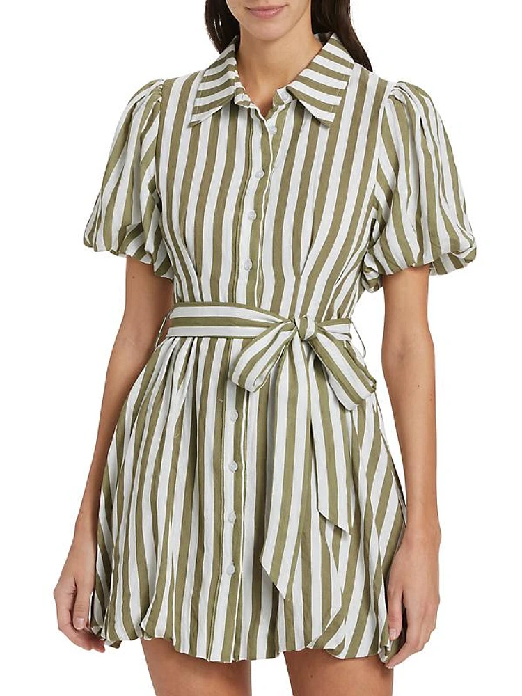 Cece Striped Bubble-Hem Minidress