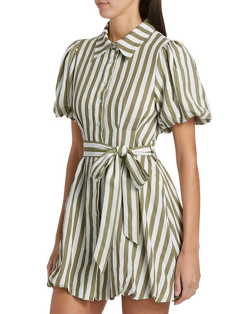 Cece Striped Bubble-Hem Minidress