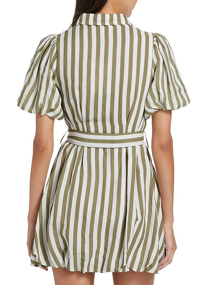 Cece Striped Bubble-Hem Minidress