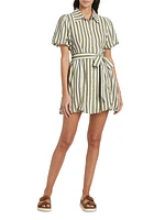 Cece Striped Bubble-Hem Minidress