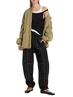 Twill Oversized Bomber Jacket