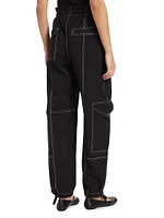 Wide-Leg Drawstring Cargo Pants