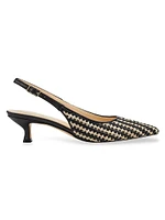 Textile & Leather Slingback Pumps