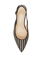 Textile & Leather Slingback Pumps