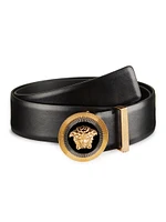 Medusa Buckle Leather Belt