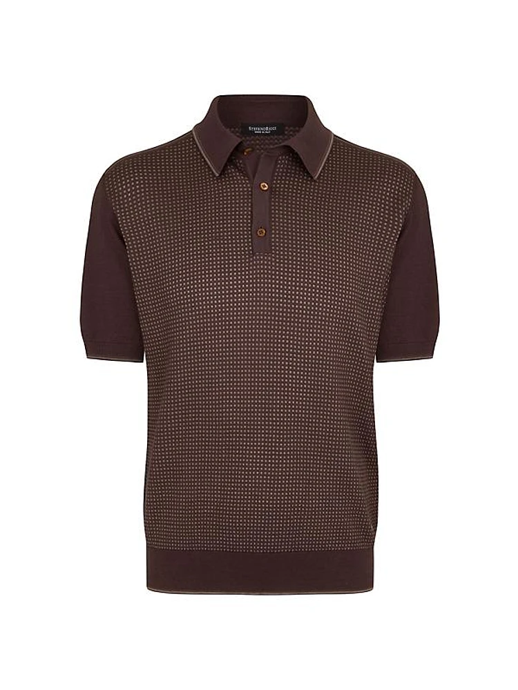 Knit Short Sleeve Three-Button Polo