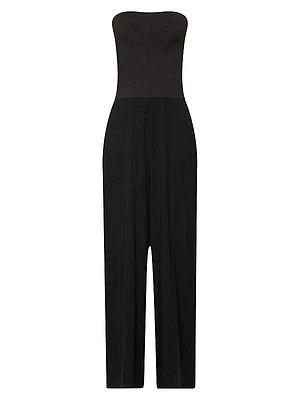 Aurora Pure Strapless Jersey Wide-Leg Jumpsuit