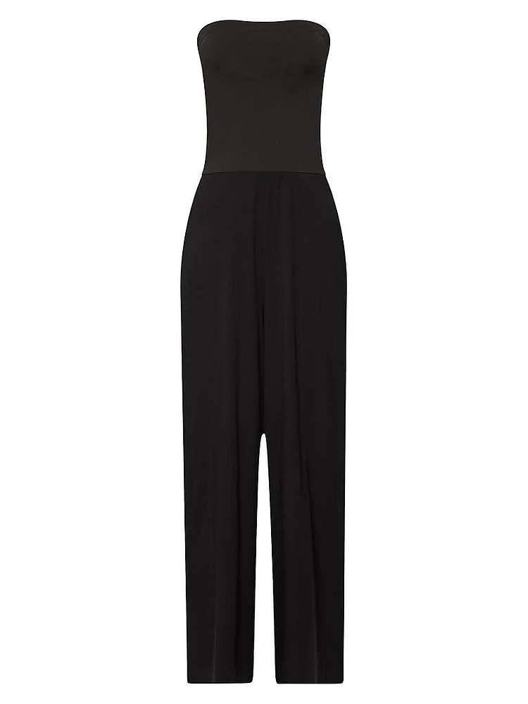 Aurora Pure Strapless Jersey Wide-Leg Jumpsuit