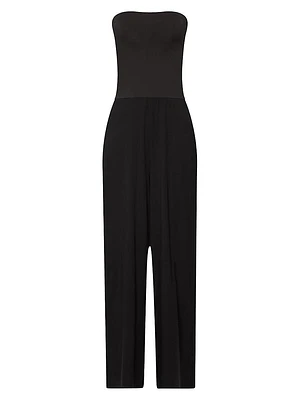 Aurora Pure Strapless Jersey Wide-Leg Jumpsuit