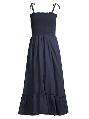 Eddie Smocked Cotton Midi-Dress