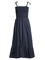 Eddie Smocked Cotton Midi-Dress