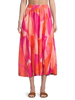 Paula Printed Cotton Midi-Skirt