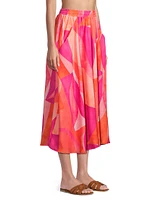 Paula Printed Cotton Midi-Skirt