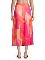 Paula Printed Cotton Midi-Skirt